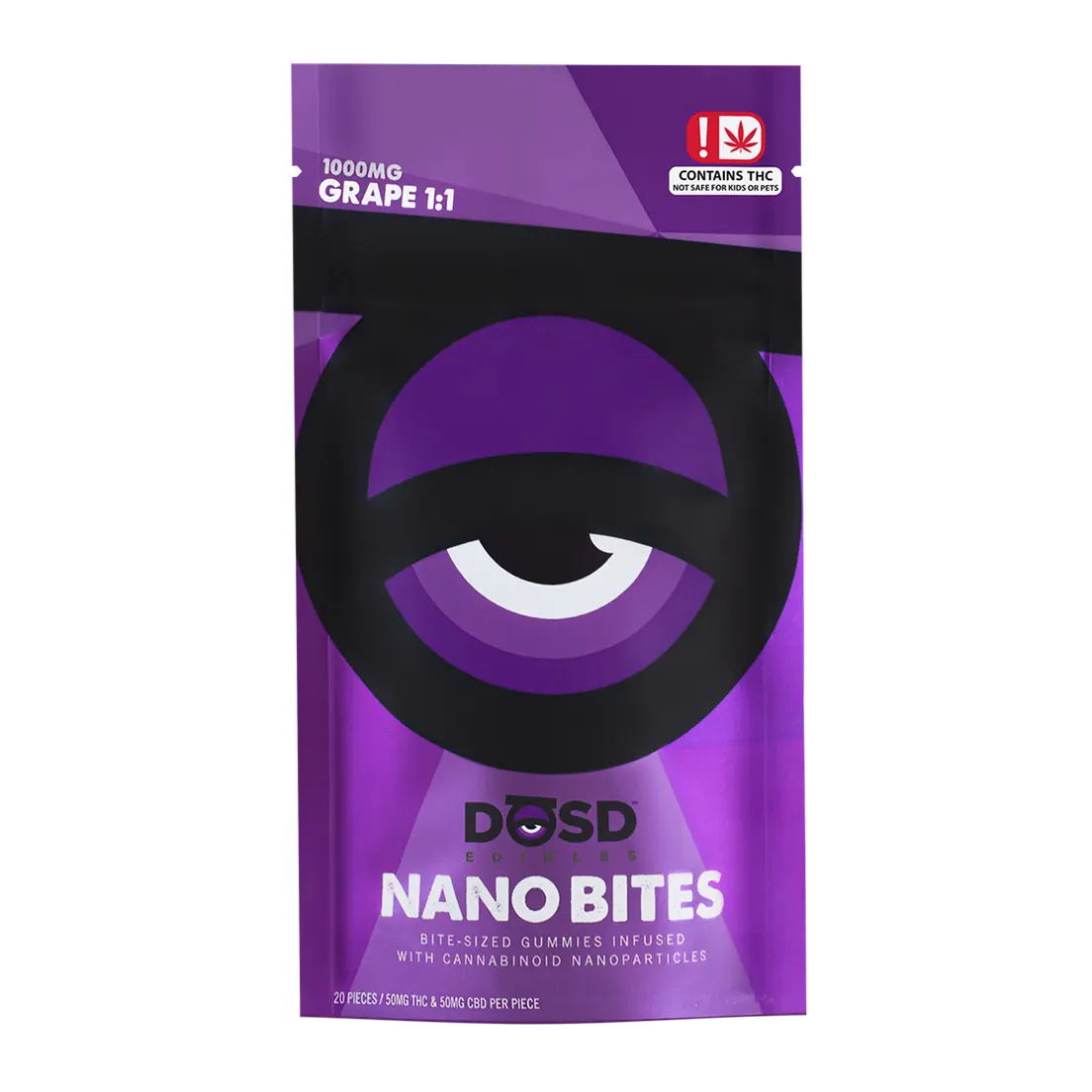 DOSD EDIBLES GRAPE INDICA 1:1 THC:CBD 1000MG