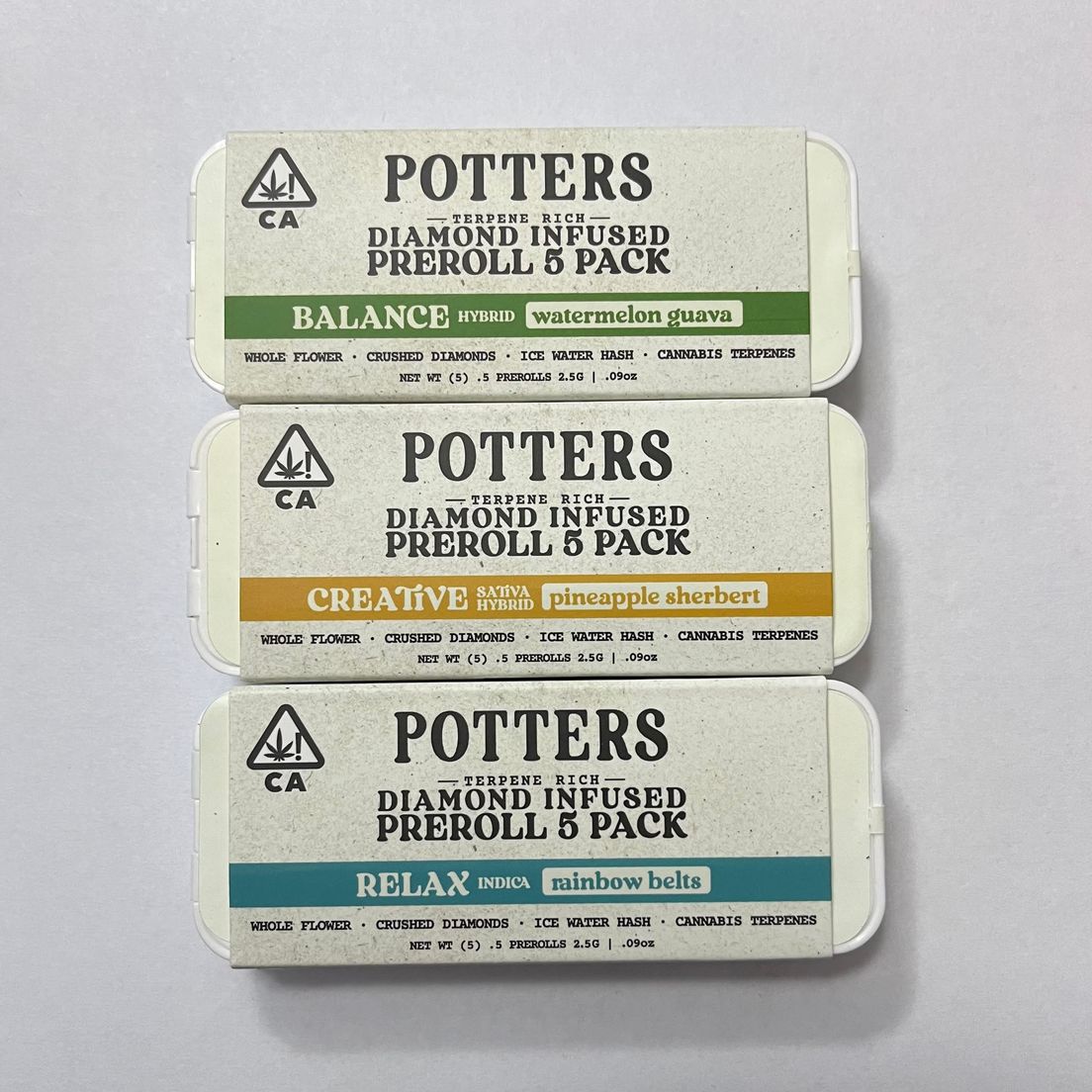 D. Potters 5pk x .5g Diamond Infused Pre Rolls - Citrus Daydream (S)