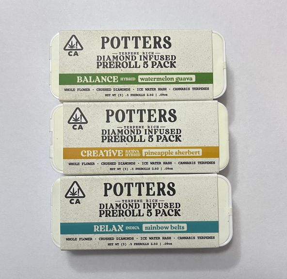 D. Potters 5pk x .5g Diamond Infused Pre Rolls - Citrus Daydream (S)