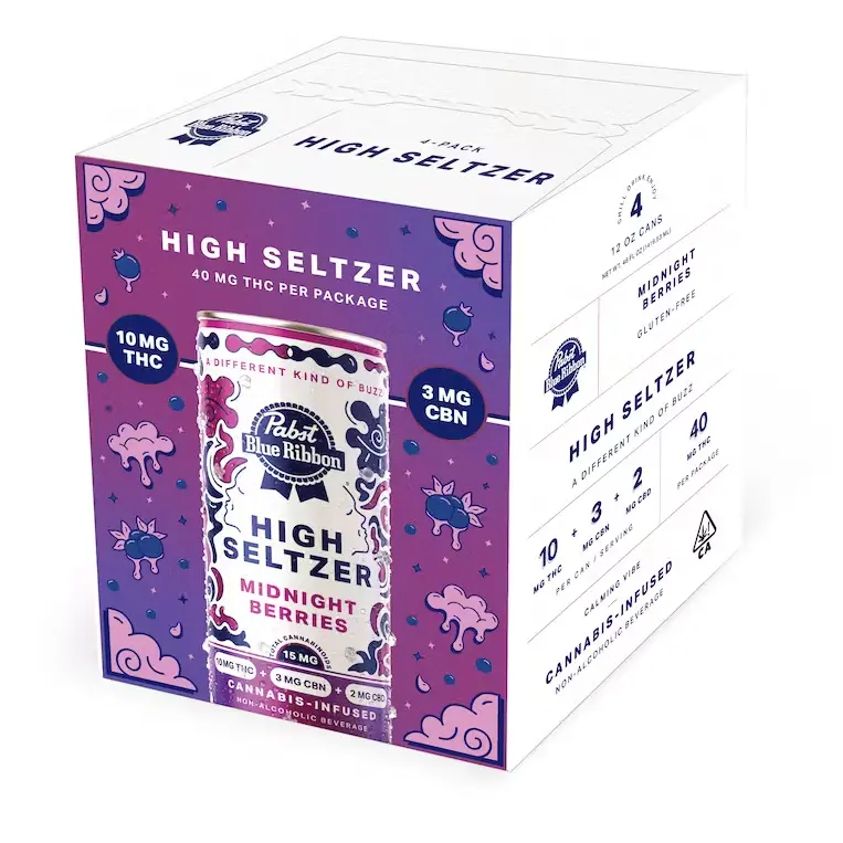 Pabst Blue Ribbon Infused Seltzer Midnight Berries 4pk 40mg