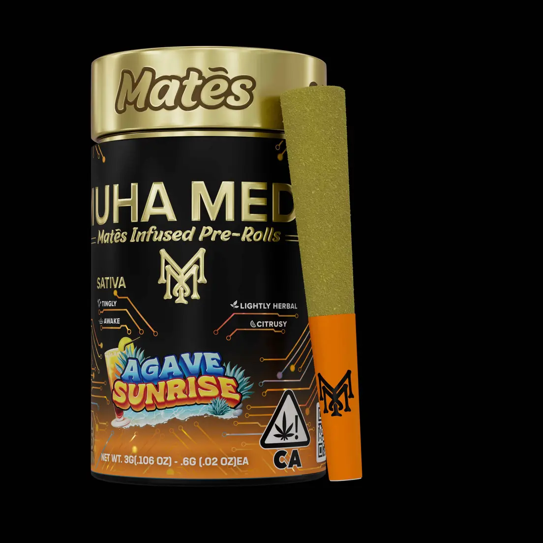 3g Agave Sunrise (Sativa) Infused Preroll 5pk Mates - Muha Meds