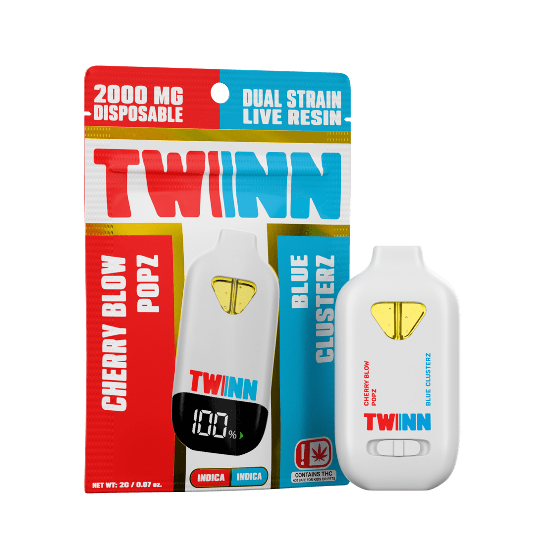 Twinn 2G Live Resin Disposable (Cherry Blow Popz x Blue Clusters)