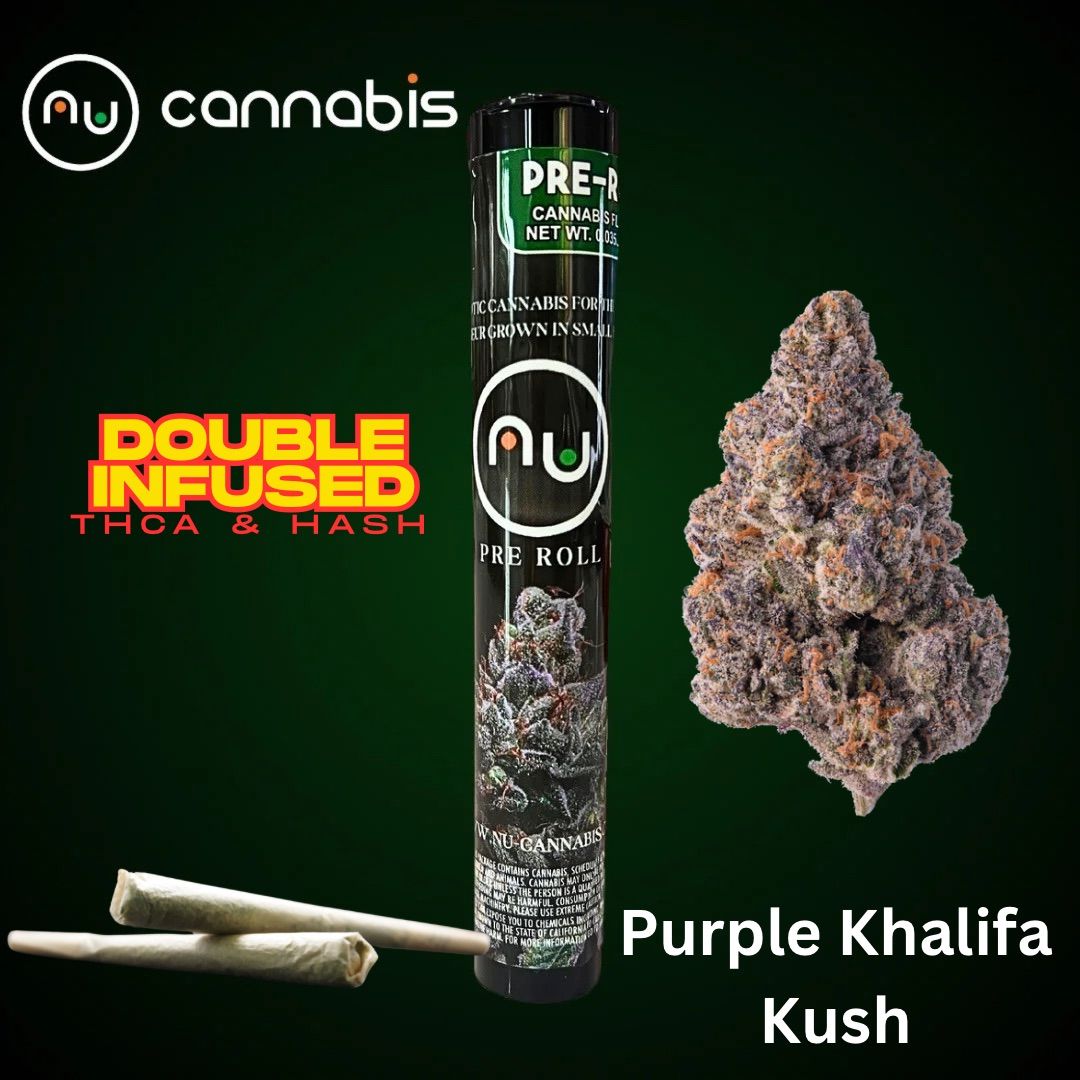 NuCannabis - Purple Khalifa Kush .7g - THCA/HASH PRE ROLL INFUSED