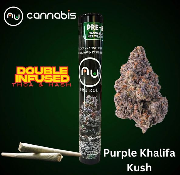 NuCannabis - Purple Khalifa Kush .7g - THCA/HASH PRE ROLL INFUSED