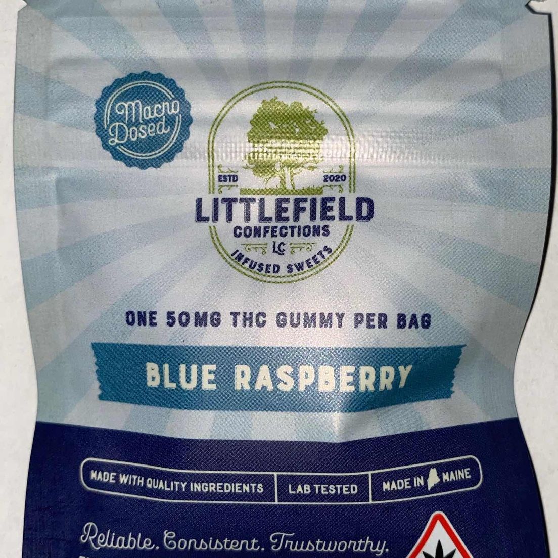 50mg Blue Razz Single Gummy | Littlefield Confections