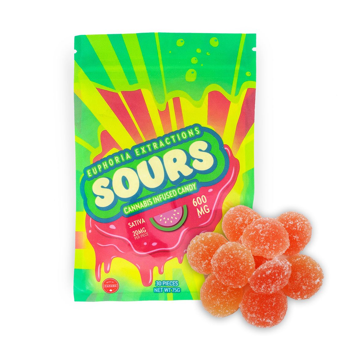 600mg Sativa Watermelon Sours Euphoria Extractions (20mgx30)