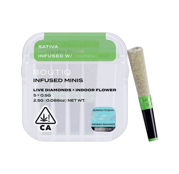 Boutiq Infused Mini Pre-roll 5pk Hawaiian Snow 2.5g