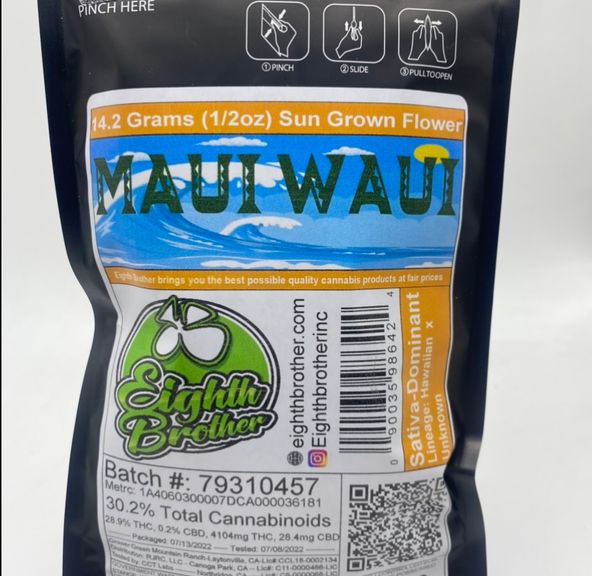 Maui Waui (sativa) - 14g Flower (THC 28%) by 8th Bros **Buy 2 for $100**