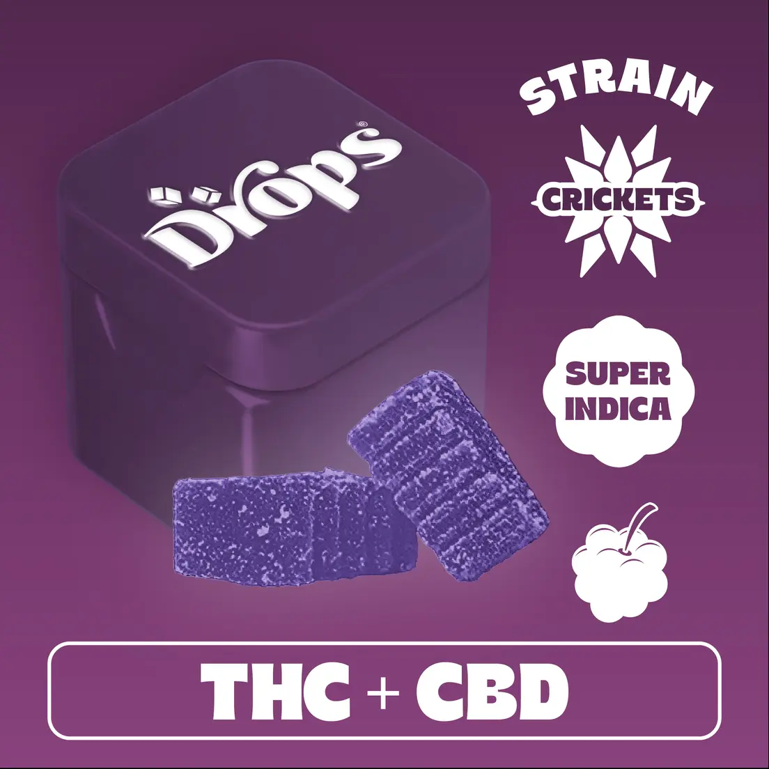 Drops Singles Blackberry Gummies 200mg CBD / 100mg THC