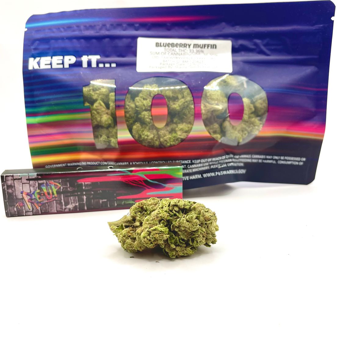 PRE-ORDER ONLY *Deal! $89 1 oz. Blueberry Muffin(33.36%/Hybrid - Indica Dom.)-Keep it 100 +Papers*Disclaimer*