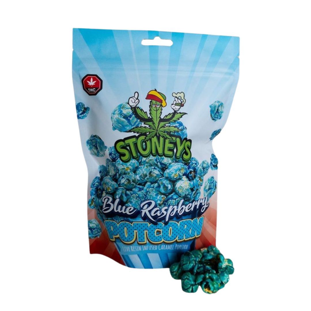 100mg THC Infused Blue Raspberry PotCorn by Stoneys