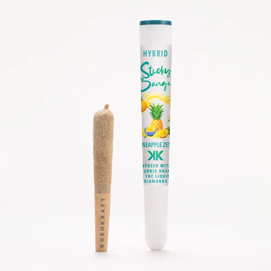 1 x 0.5g Infused Sticky Banger Pre-Roll Hybrid Pineapple Zest by KushKraft