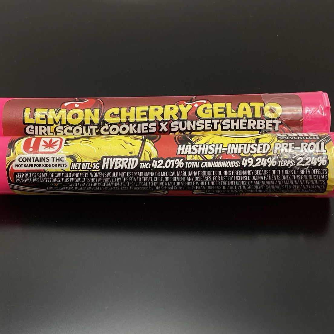 Old School Cure - Hashish Preroll - Lemon Cherry Gelato