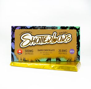500mg Indica Dark Chocolate Vegan Shatter Bar by Euphoria Extractions GOLDEN TICKET INSIDE