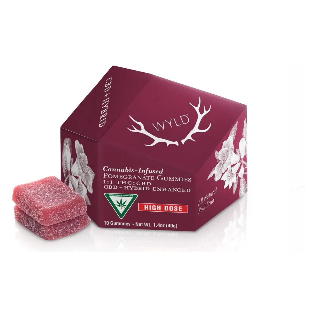 Wyld - Pomegranate 1:1 THC:CBD Gummies - 200mg
