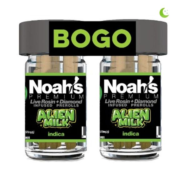 Noah's Premium - Alien Milk BOGO 5pk Diamond Live Rosin Prerolls 5g