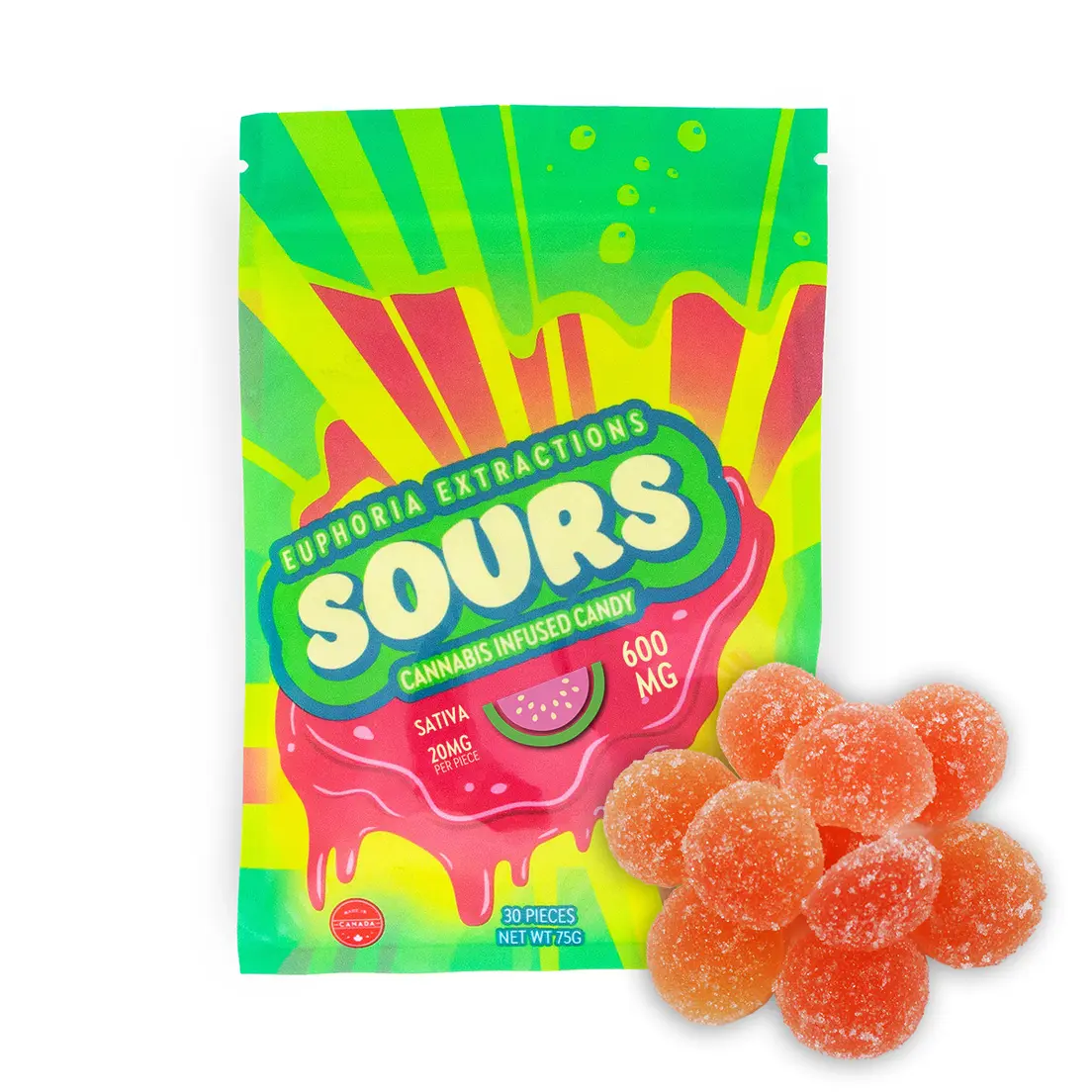600mg Sativa Watermelon Sours Euphoria Extractions (20mgx30)
