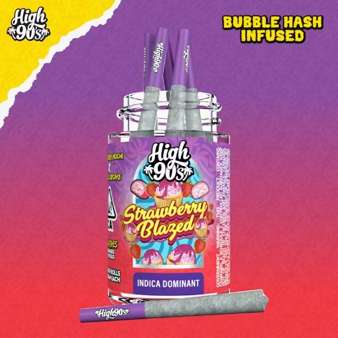 Strawberry Blazed - High Fives Bubble Hash Infused Pre-Rolls 5 Pack