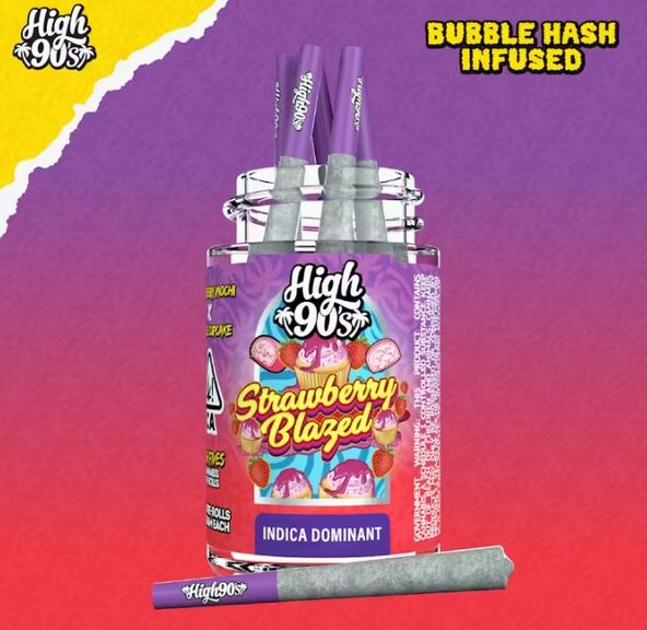 Strawberry Blazed - High Fives Bubble Hash Infused Pre-Rolls 5 Pack