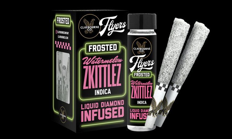 Claybourne Co. - Frosted Flyers - Watermelon Zkittlez - Infused Prerolls - 5pk - 2.5g - Indica