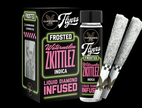 Claybourne Co. - Frosted Flyers - Watermelon Zkittlez - Infused Prerolls - 5pk - 2.5g - Indica