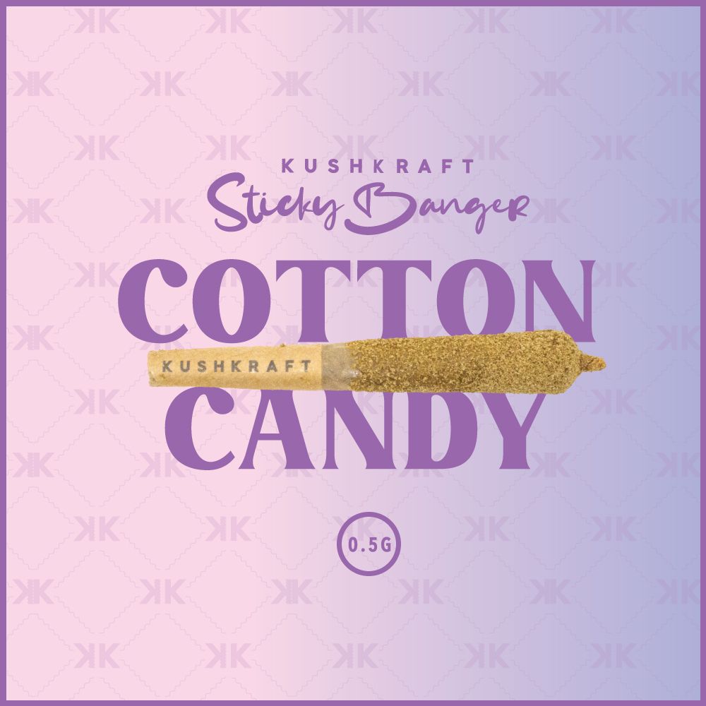 1 x 0.5g Infused Sticky Banger Pre-Roll Sativa Cotton Candy by KushKraft