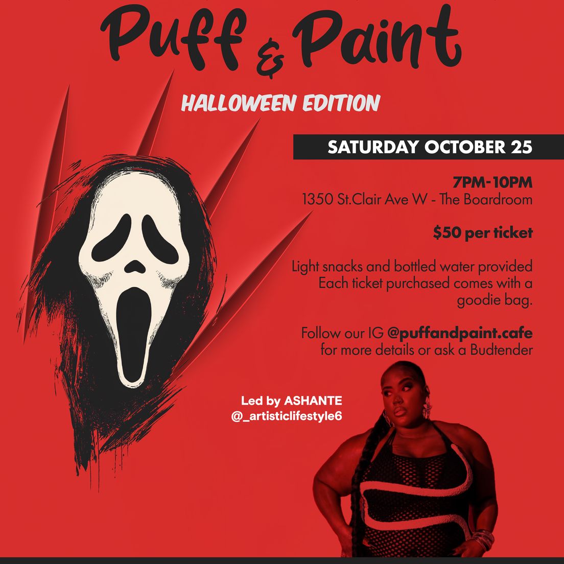 1 EVENT TICKET: Puff & Paint Halloween Edition