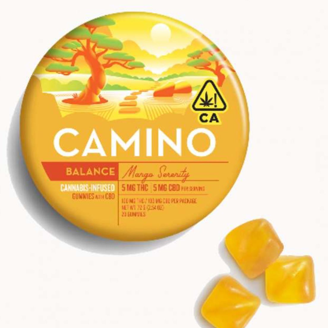 Kiva Confections - Camino Mango Serenity - 1:1 CBD/THC Gummies - 100mg 72g