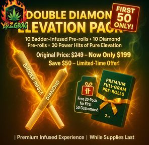 ? Double Diamond Elevation Pack – 20 Infused Pre-Rolls + FREE 20 Premium Pre-Rolls (First 30 Only!)