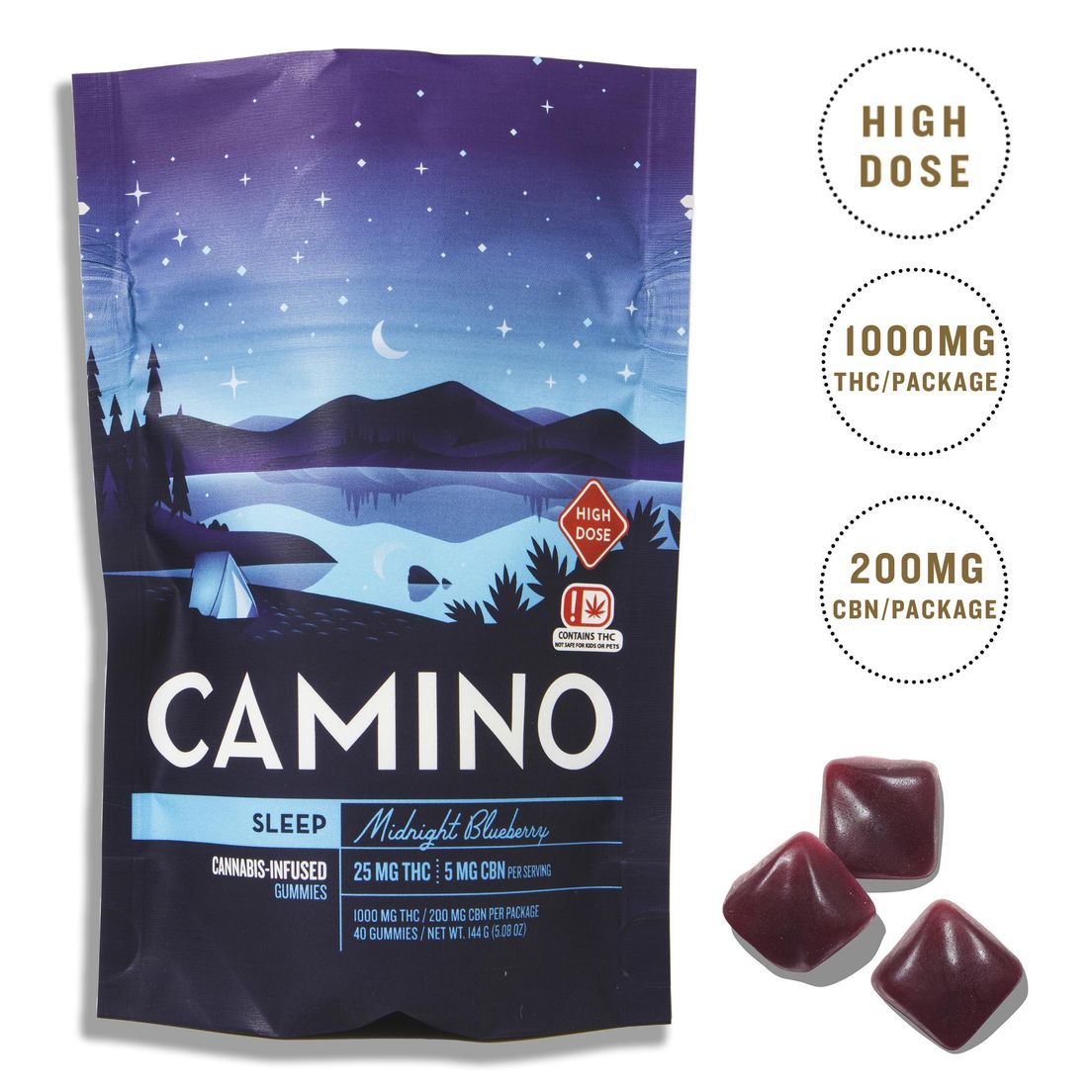 CAMINO MIDNIGHT BLUEBERRY SLEEP GUMMIES 1000MG