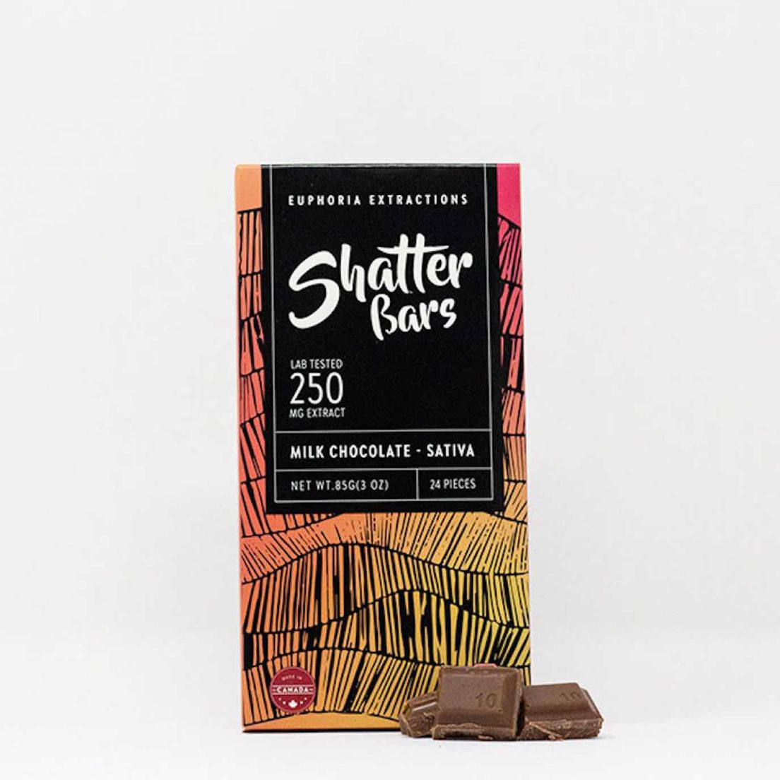 250mg Sativa Milk Chocolate Shatter Bar by Euphoria Extractions