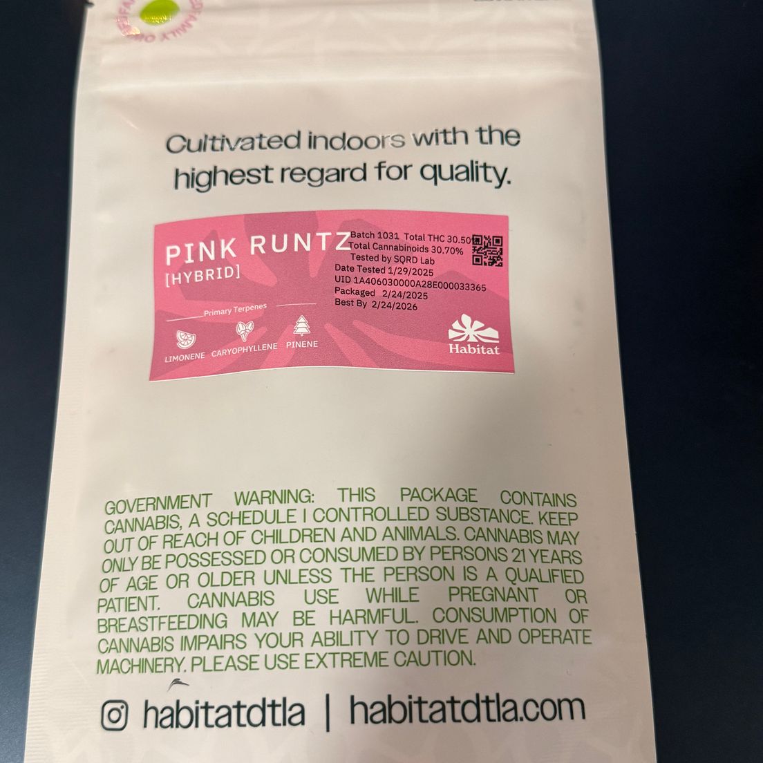 Green Habitat- Bits Pink Runtz Smalls 14g (H)