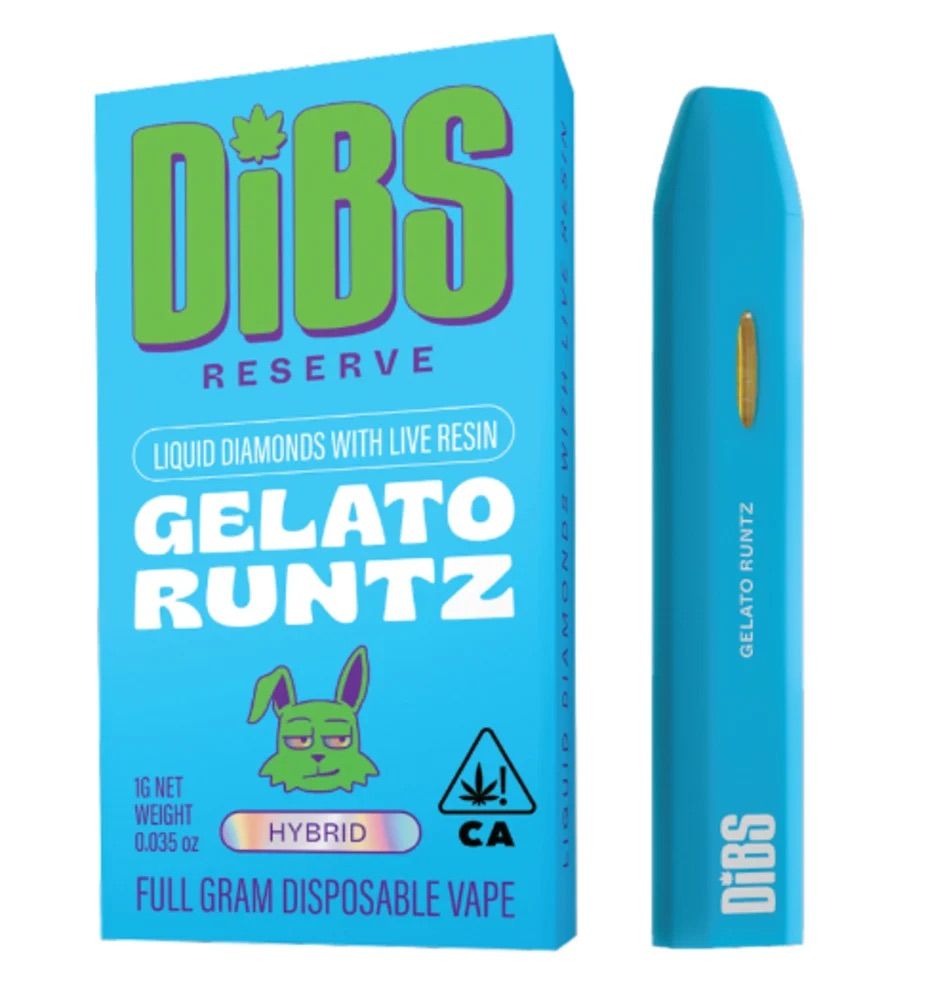 Dibs Reserve- Gelato Runtz Melted Diamonds With Live Resin Disposable Vape 1g (H)