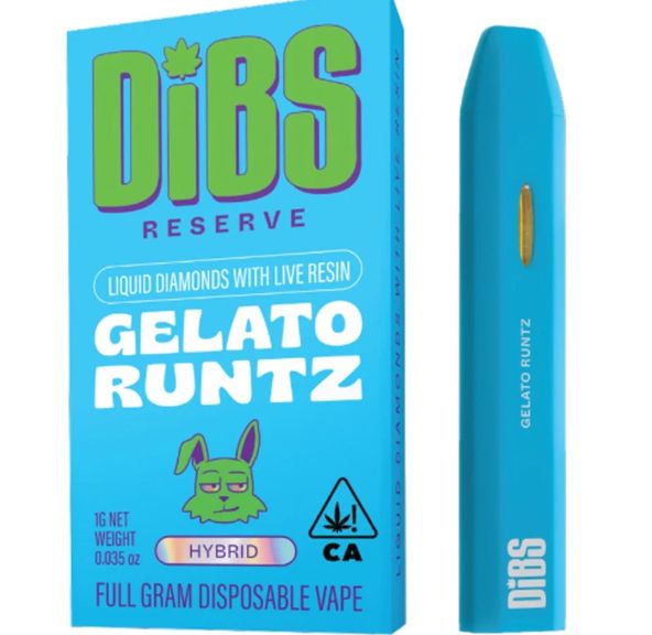 Dibs Reserve- Gelato Runtz Melted Diamonds With Live Resin Disposable Vape 1g (H)