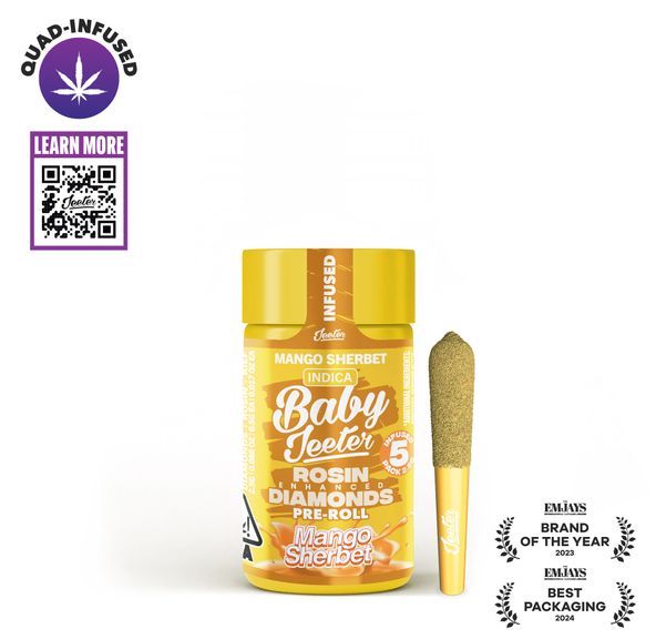 Jeeter - Baby - Quad Infused Prerolls - 5 Pack - 2.5g - Mango Sherbet