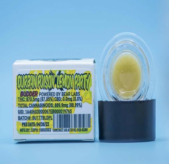 Bear Labs | Concentrate | Durban Posion x Lemon Party (Live Resin Budder) | 1g | Sativa | 80.50% THC
