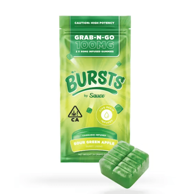 BURSTS Sour Green Apple - 100MG Live Resin Infused Edibles