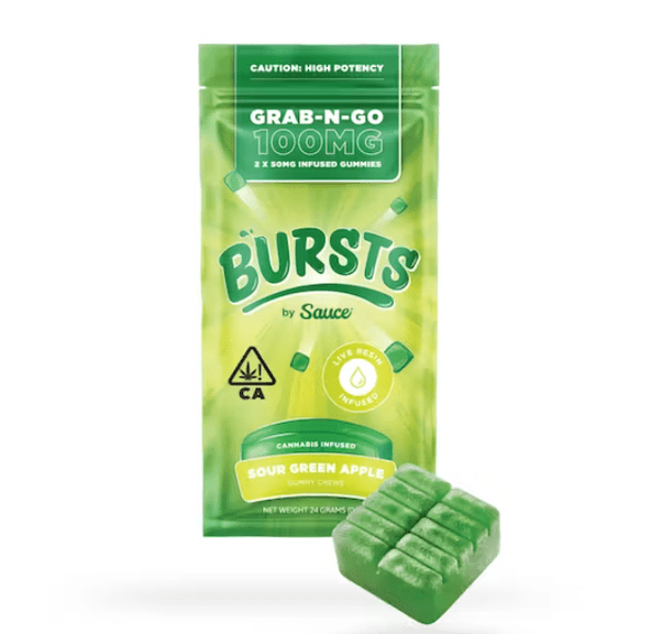 BURSTS Sour Green Apple - 100MG Live Resin Infused Edibles