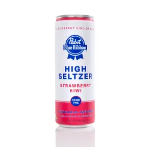 Pabst Blue Ribbon Infused Seltzer Strawberry Kiwi Singles 10mg