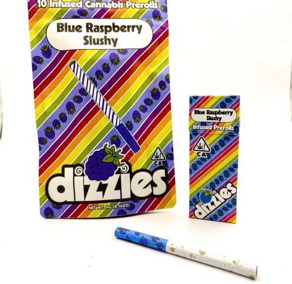 *BLOWOUT DEAL! $25 4g Blue Raspberry Slushy (Indica) 10-Pack Infused Prerolls - dizzies