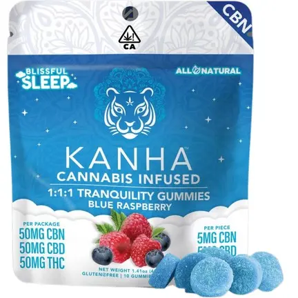 Kanha FX NANO Gummies Tranquility Blue Raspberry 50mg THC / 50mg CBN / 50mg CBD