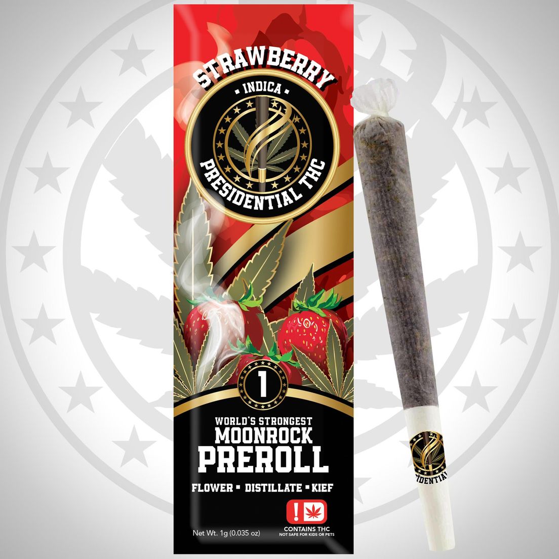 PRESIDENTIAL THC STRAWBERRY MOONROCK PREROLL 1G