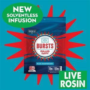 DIXIE BLUE RASPBERRY LIVE ROSIN TAFFY 100MG