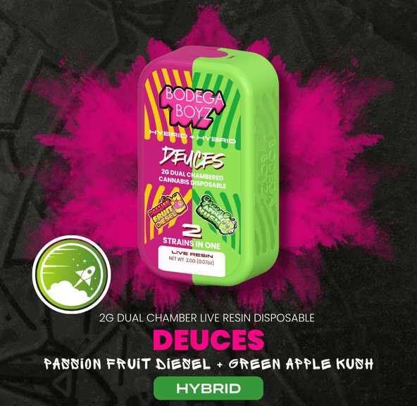 Bodega Boys Deuces 2G Disposable (PASSION FRUIT DIESEL & GREEN APPLE KUSH)