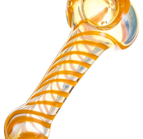$20 Glass Pipe - Single Knocker Gold Fumed Marble 5"