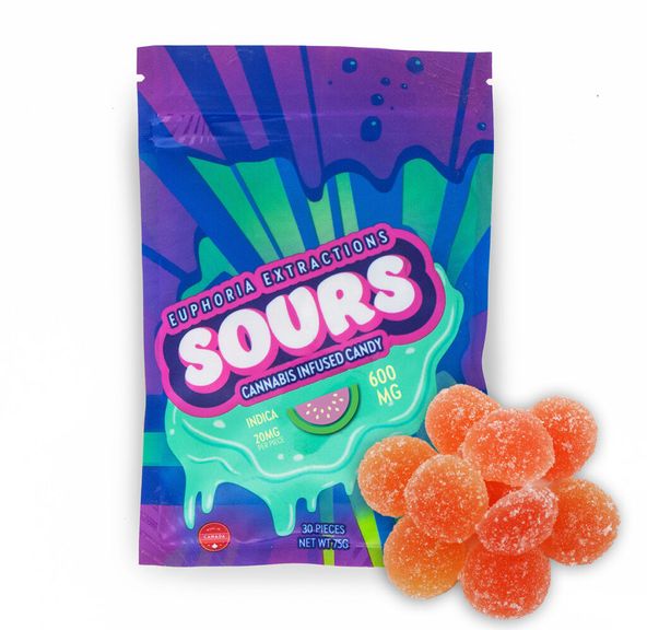 600MG THC Sour Gummies - Sativa Peach - Euphoria Extractions