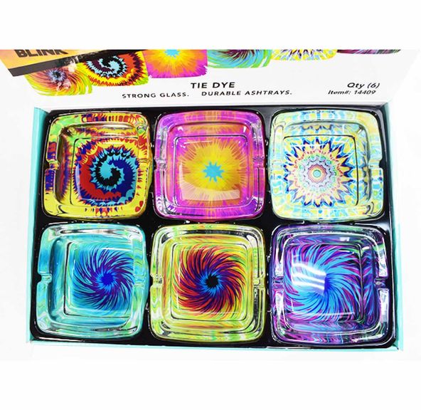 Ash Tray - Tie Dye Square Glass Ash Tray