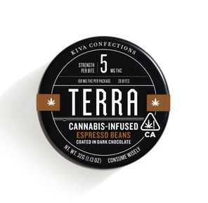 Kiva Terra Bites Edible Dark Chocolate Espresso Beans 100mg