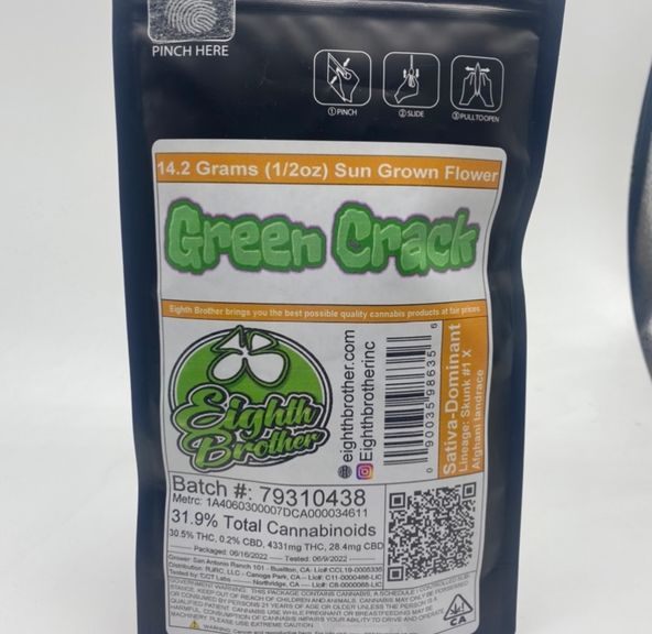 Green Crack (sativa) - 14g Flower (THC 30%) by 8th Bros **Buy 2 for $120**