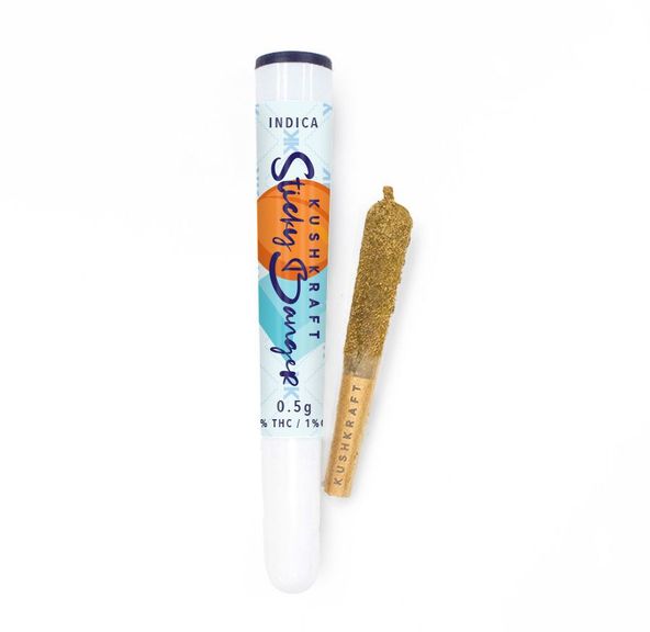 1 x 0.5g Infused Sticky Banger Pre-Roll Indica Strawberry Guava Peach Ice by KushKraft